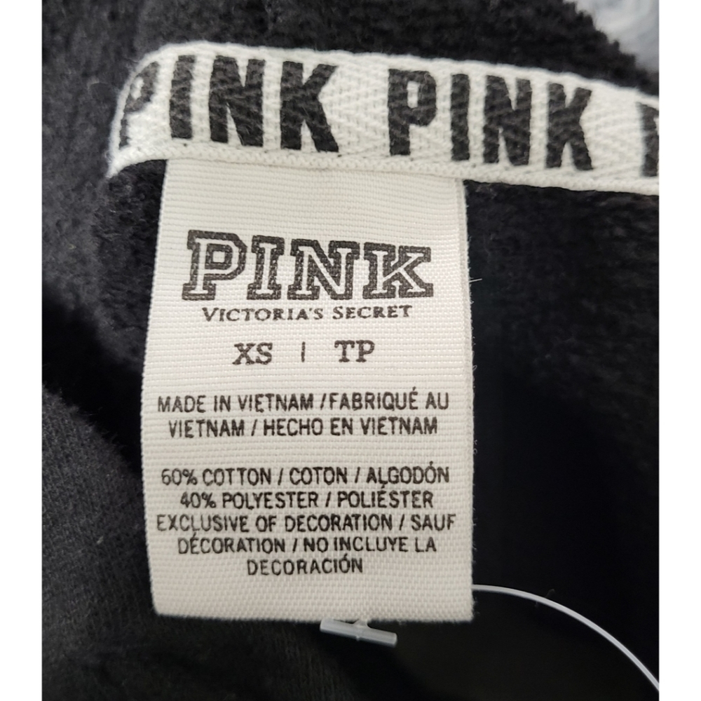 Pink Victoria's Secret Sweatshirt Hoodie, Long Sleeves, Gray/Black, XS - Picture 8 of 11
